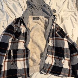 Natural Reflections Gray Sherpa-Lined Flannel Jacket
